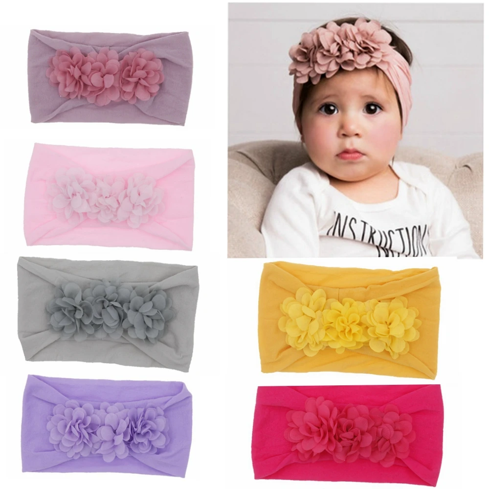 Baby Gear - ブランド幼児女の赤ちゃん子供ベビーシフォンフラワーヘアバンドヘッドバンドストレッチターバンヘッドラップ子供女の子ヘアアクセサリー