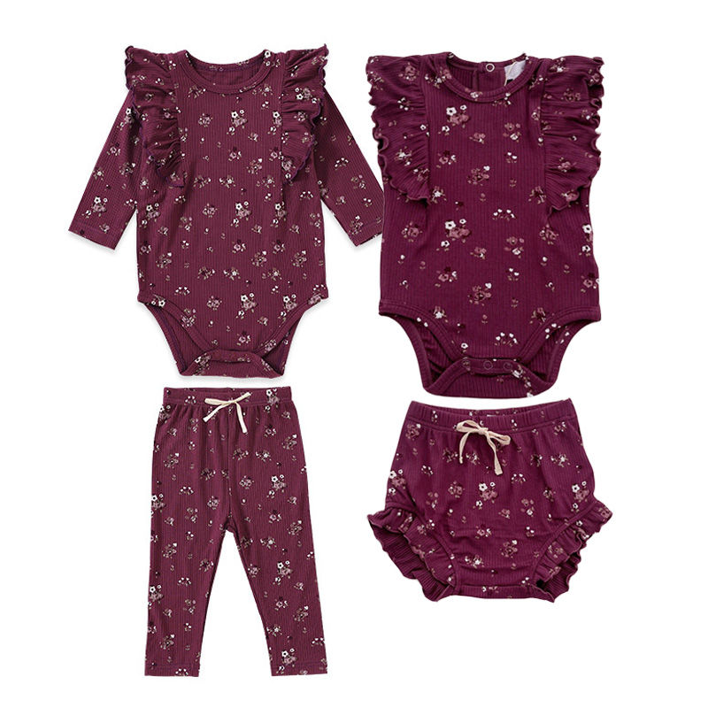 Newborn Baby Girl Romper Floral - 女の赤ちゃんのための夏服セット,0-24m,2ピース,水遊びプールパンツ