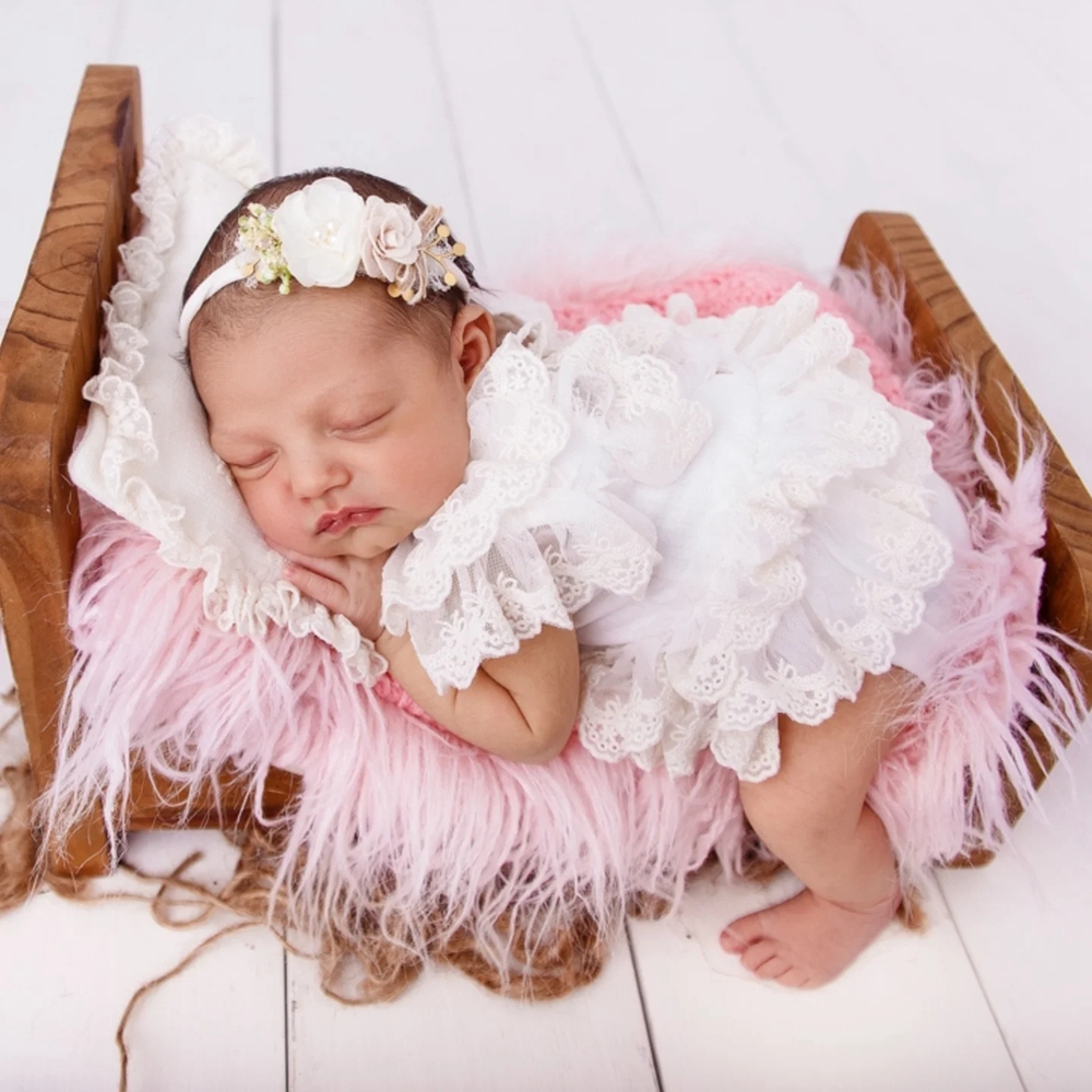 Infant Photography Props Outfit - 新生児写真撮影小道具女の子レースロンパース幼児写真撮影服ベビー服白プリンセススタジオ衣装ボディスーツ