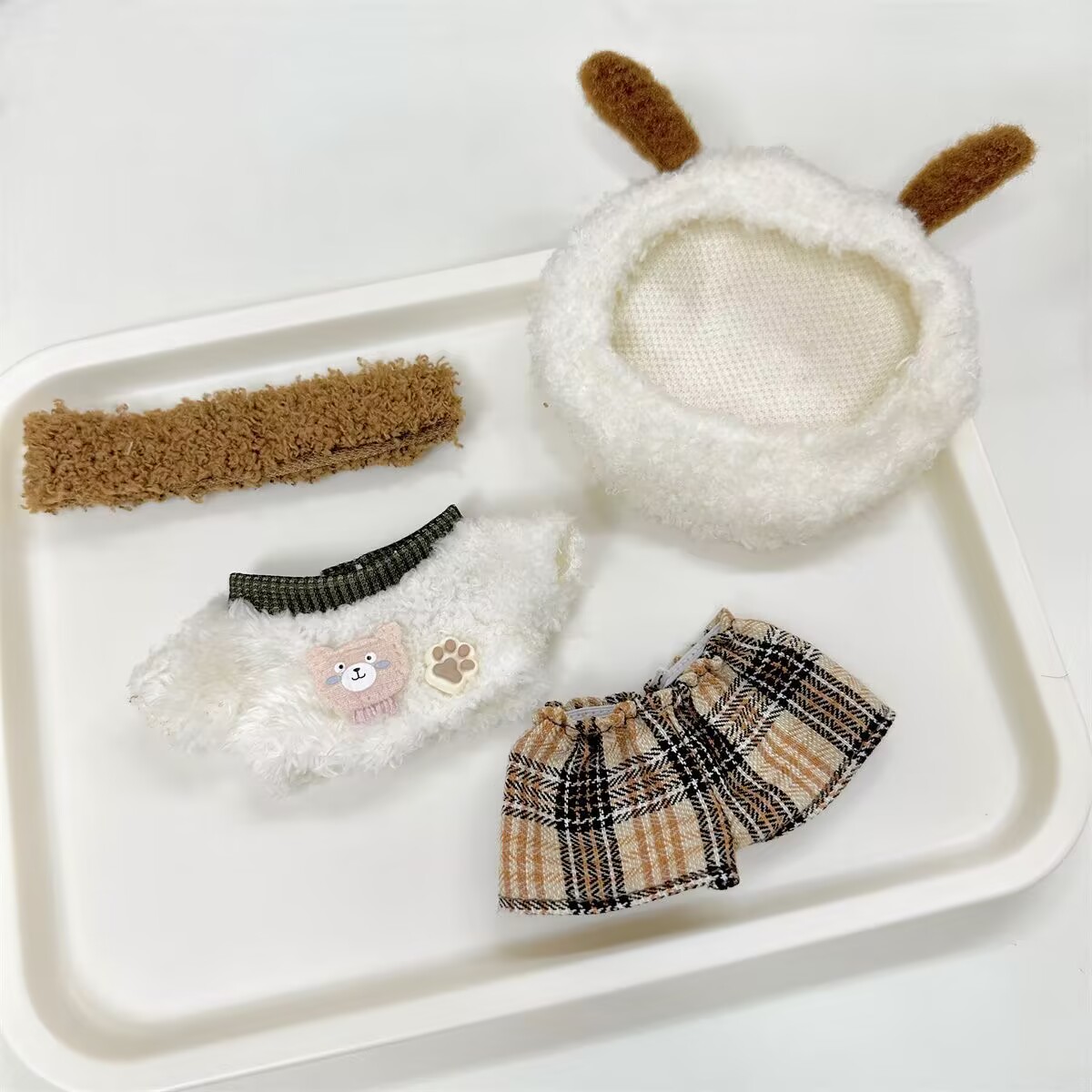 Baby Clothes - 秋冬用10cm綿人形服、メイラードカラーシリーズセット、ぬいぐるみ人形を10cmベビー服に変身
