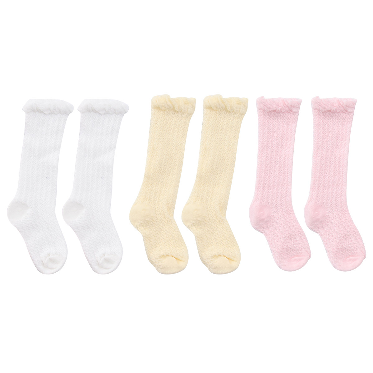 Unisex Baby Socks Non Slip - 赤ちゃん用、蚊よけ機能付き長靴下3足セット。綿素材、夏用、通気性の良いメッシュ素材、柔らかい、滑り止め付き、伸縮性あり。0～1歳向け。