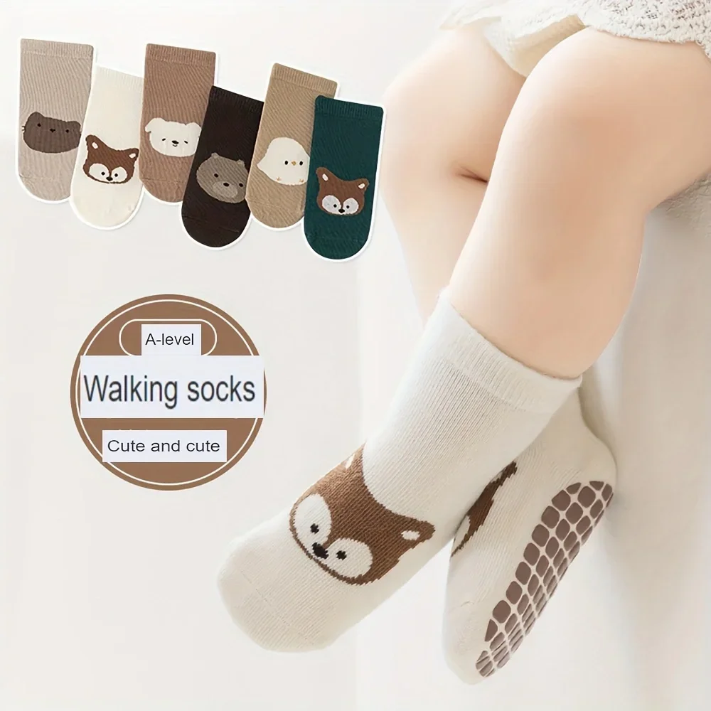 6足セット、秋・冬用、大きめのドット柄、滑り止め付きベビー用 - Unisex Baby Socks Non Slip のレビューと価格