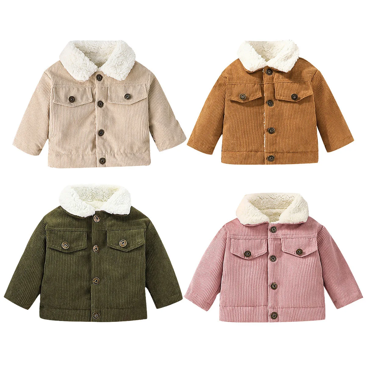 ベビー用コーデュロイ裏起毛ジャケット、幼児向け、男の子・女の - Toddler Boy Winter Fleece Jacket のレビューと価格