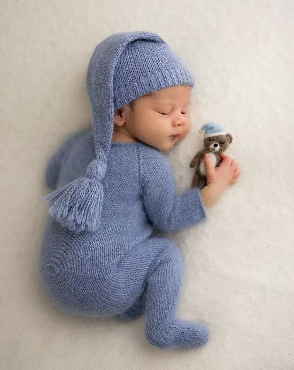 新生児用ニット素材のロンパースと帽子のセット、ベビーフォト撮 - Infant Photography Props Outfit のレビューと価格